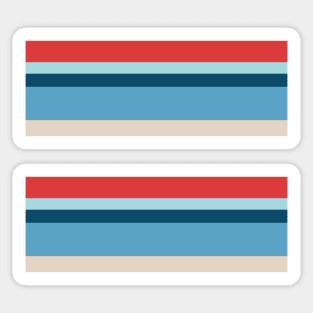 RETRO RED AND BLUE COLOR THEME STRIPE PATTERN FOR SUMMER Sticker